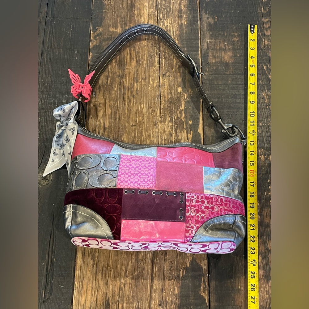 COACH Y2K Patchwork Pink Silver Patchwork Shoulde… - image 15